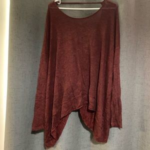 Free People open back twist sweater - heathered burgundy. size medium